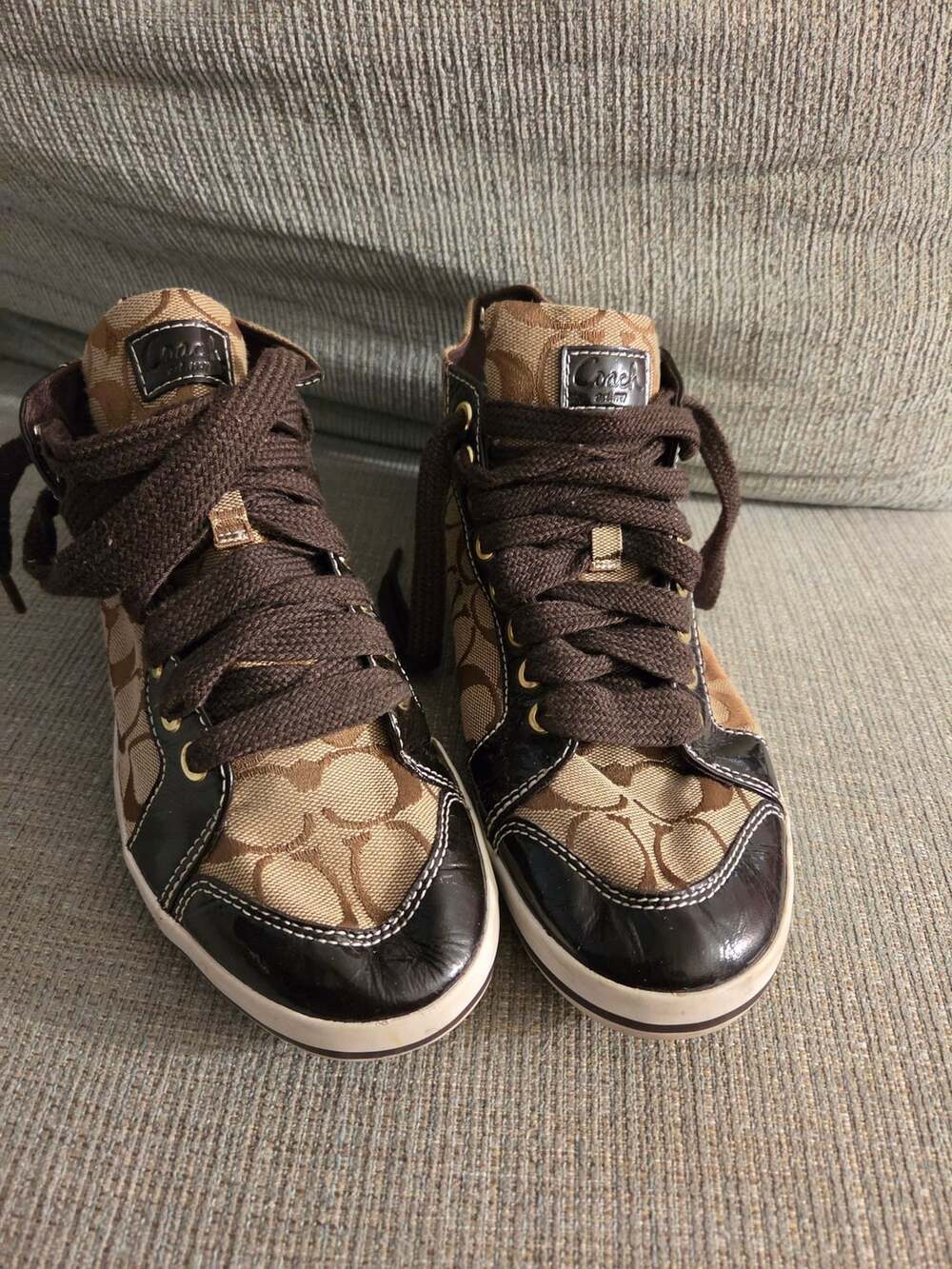 Coach High Top Sneakers Brown Signature C Logo